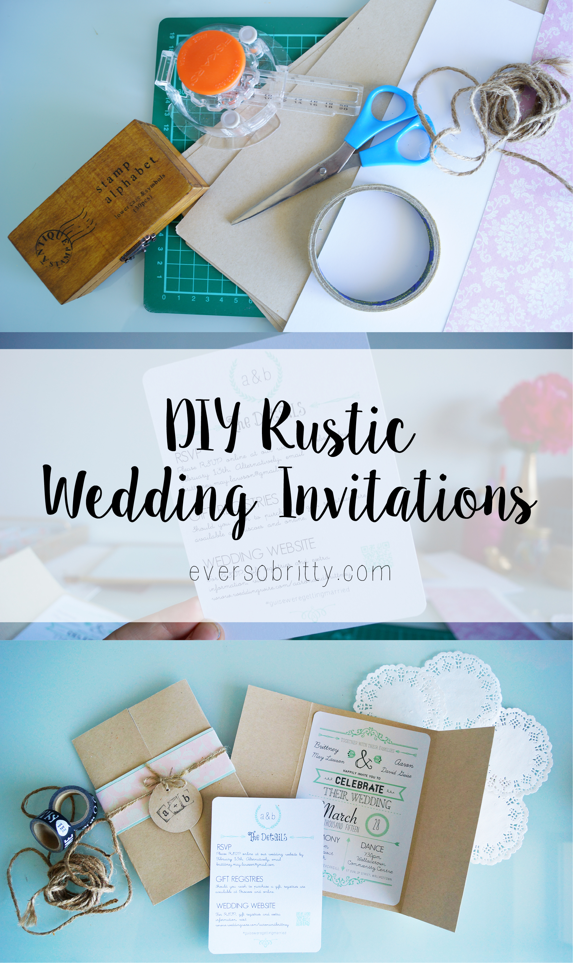 Rustic Wedding Invitations | DIY Tutorial | Find more at EverSoBritty.com