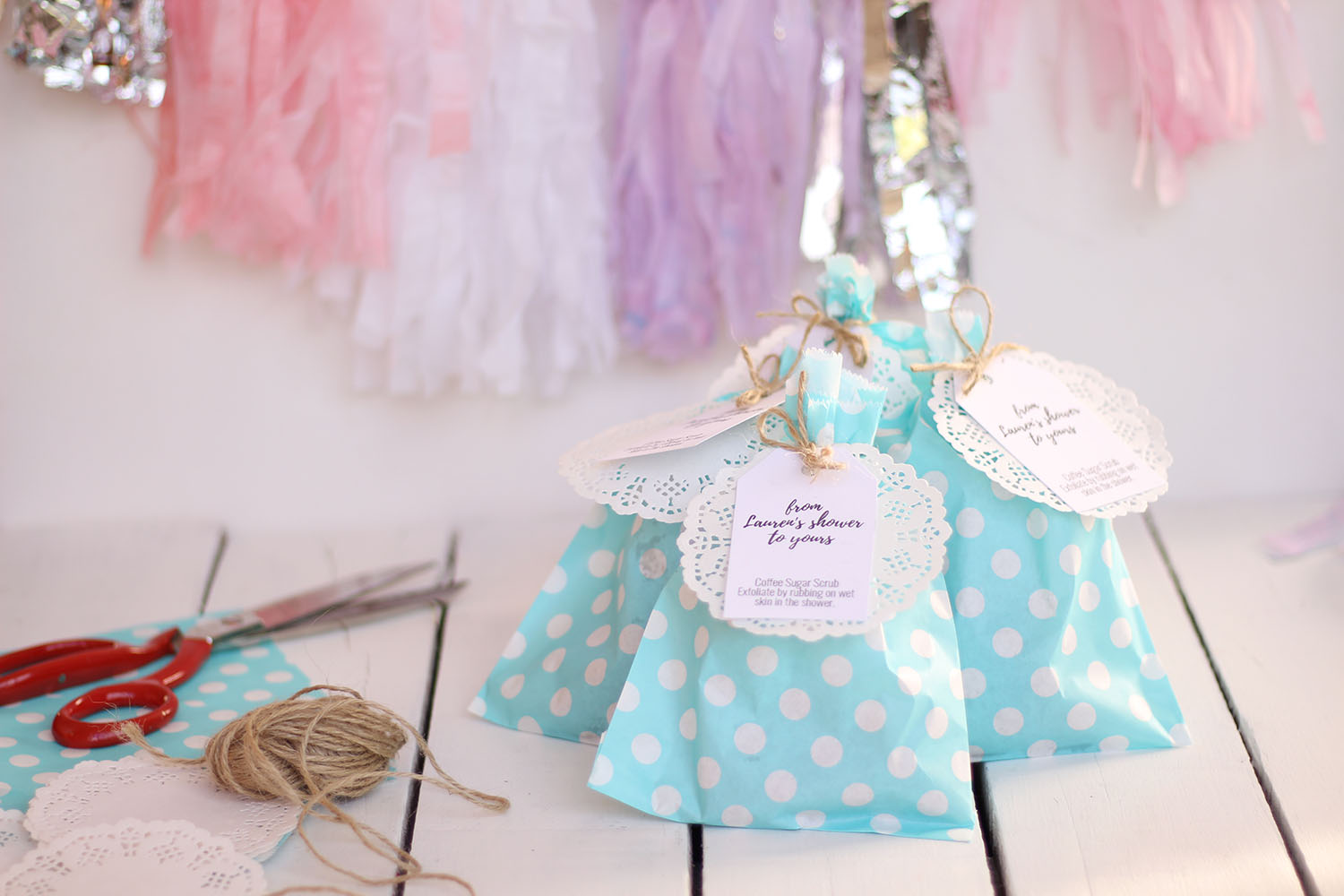 Easy peasy bridal shower favours with a DIY sugar scrub - from her shower to yours