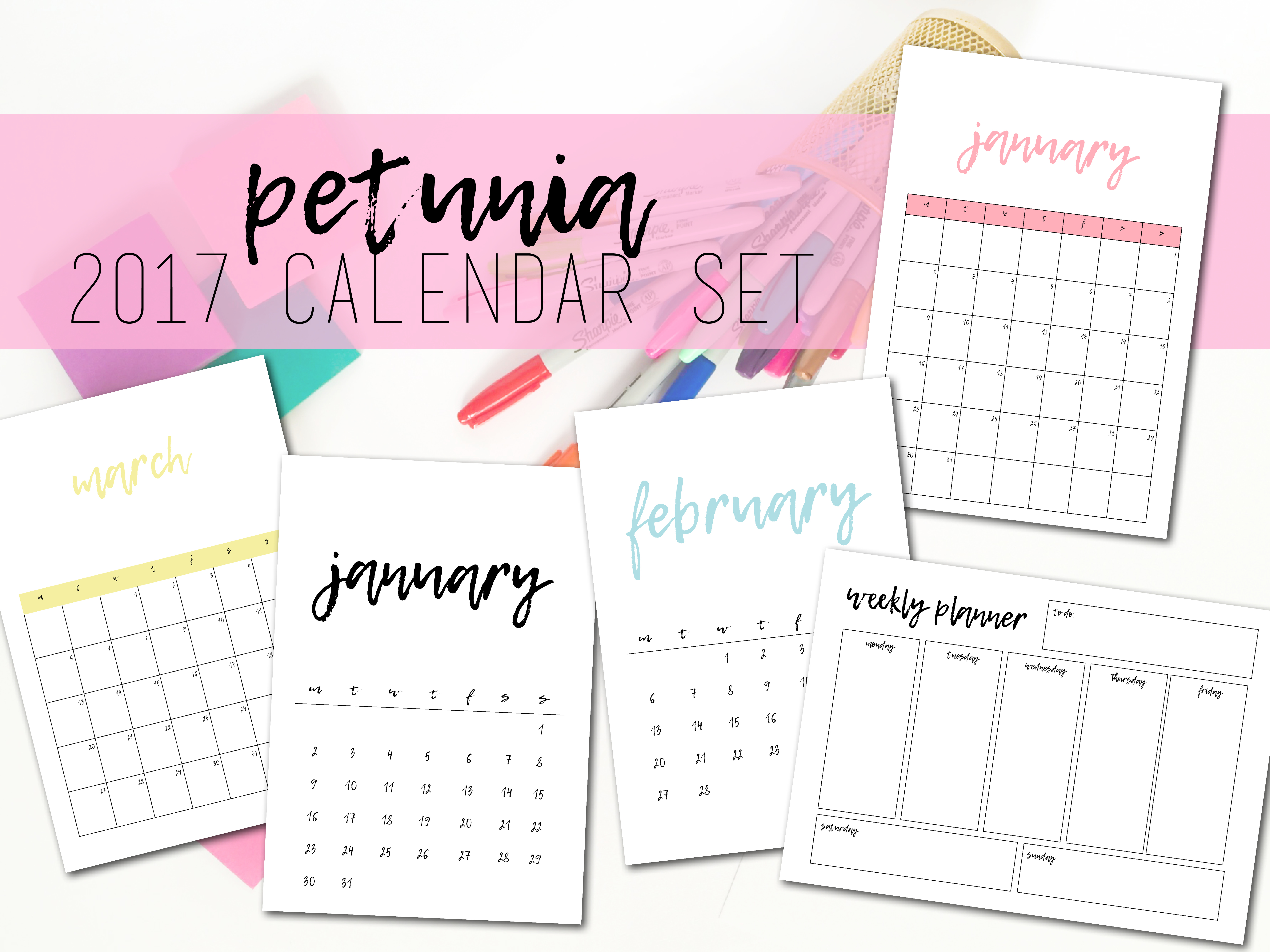 Free Printable 2017 Calendar + PDF Calendar Sets
